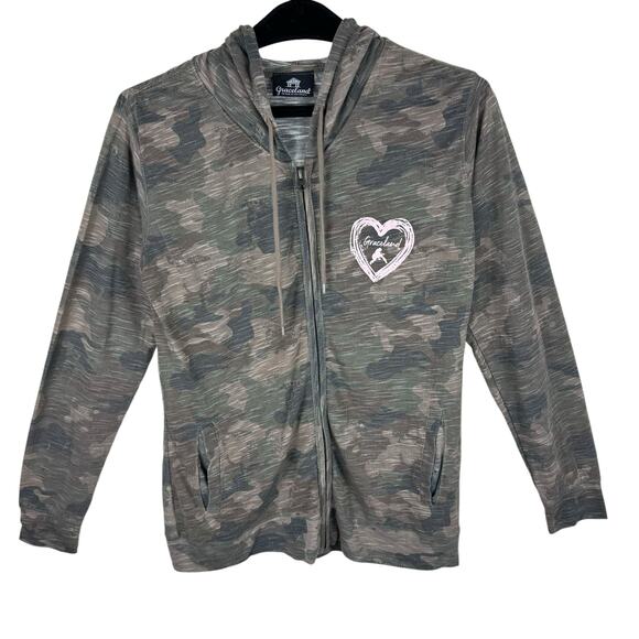 Graceland Home Of Elvis Lightweight Zip Up Hooded Green Camo Long Sleeve Size L - Picture 1 of 7